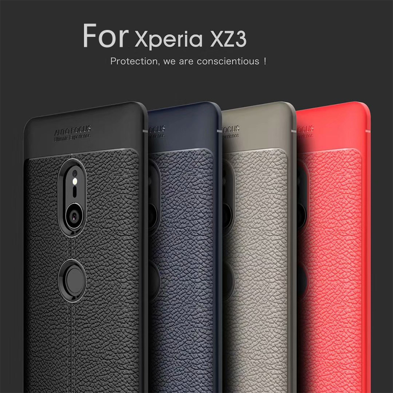 New Design Carbon Fiber Lichee Pattern For Sony Xperia XZ3 Soft TPU Case