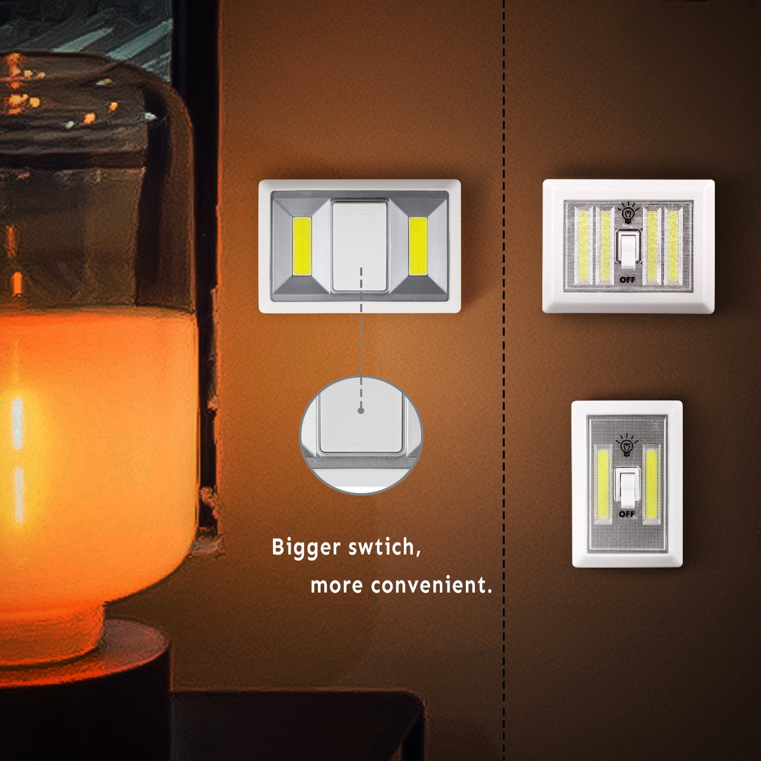 Goldmore COB Night Lamp LED Switch Light 4*AAA Battery Operated Magnet Emergency Light for Home