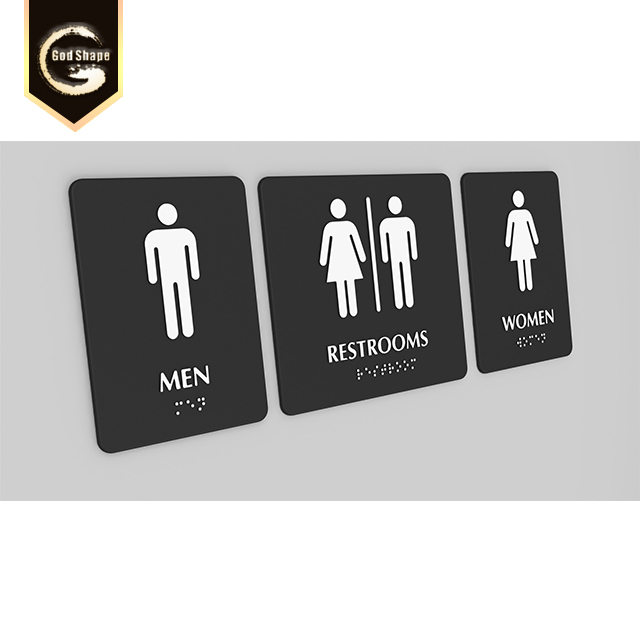 Custom Stainless Steel and Acrylic Restroom Sign Plate Restroom Sign Toilet Signage