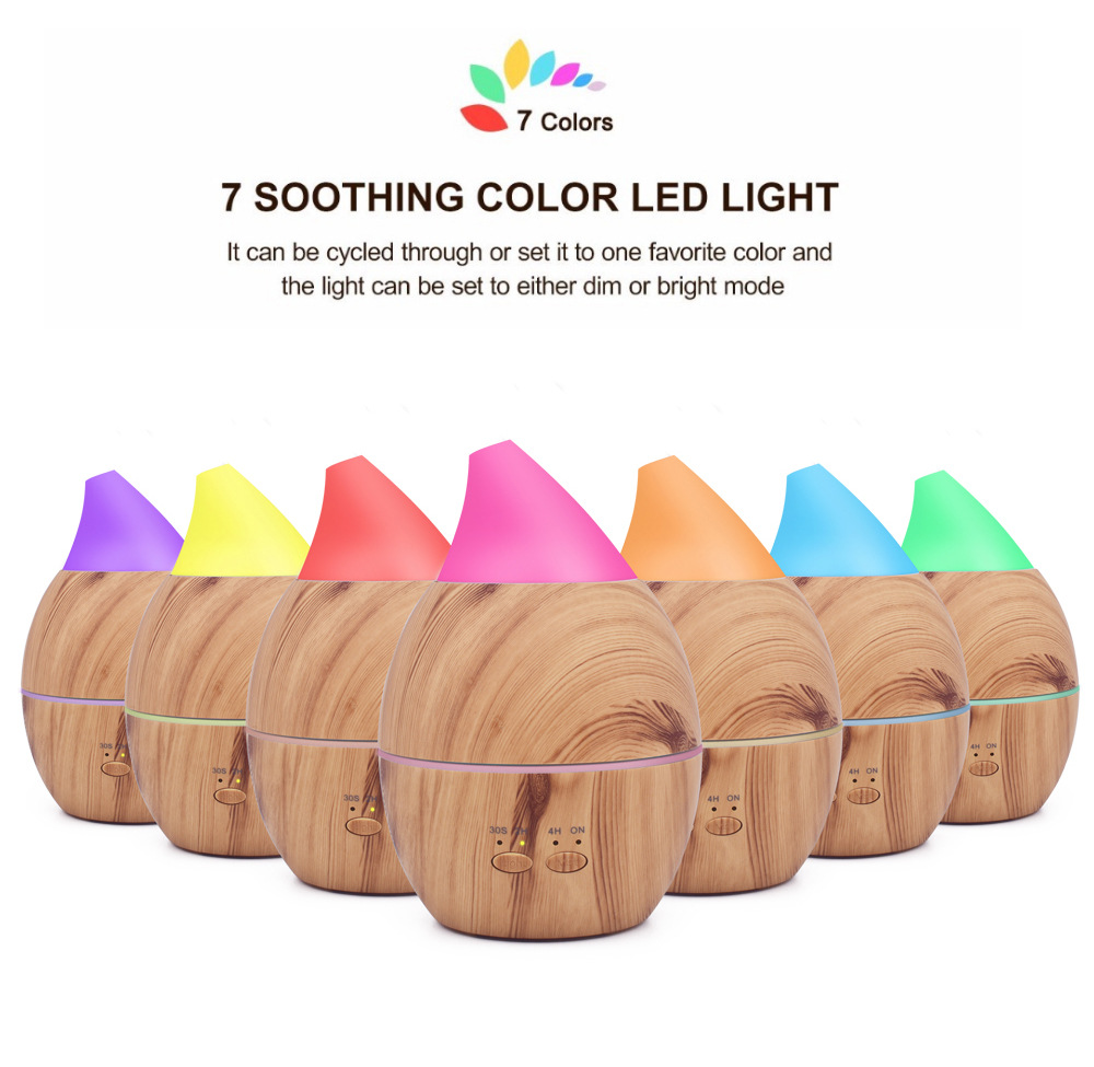 300ml Ultrasonic Aroma Humidifier Light Wood Grain Essential Oil Diffuser Waterless Auto-off Lifetime Technology Support