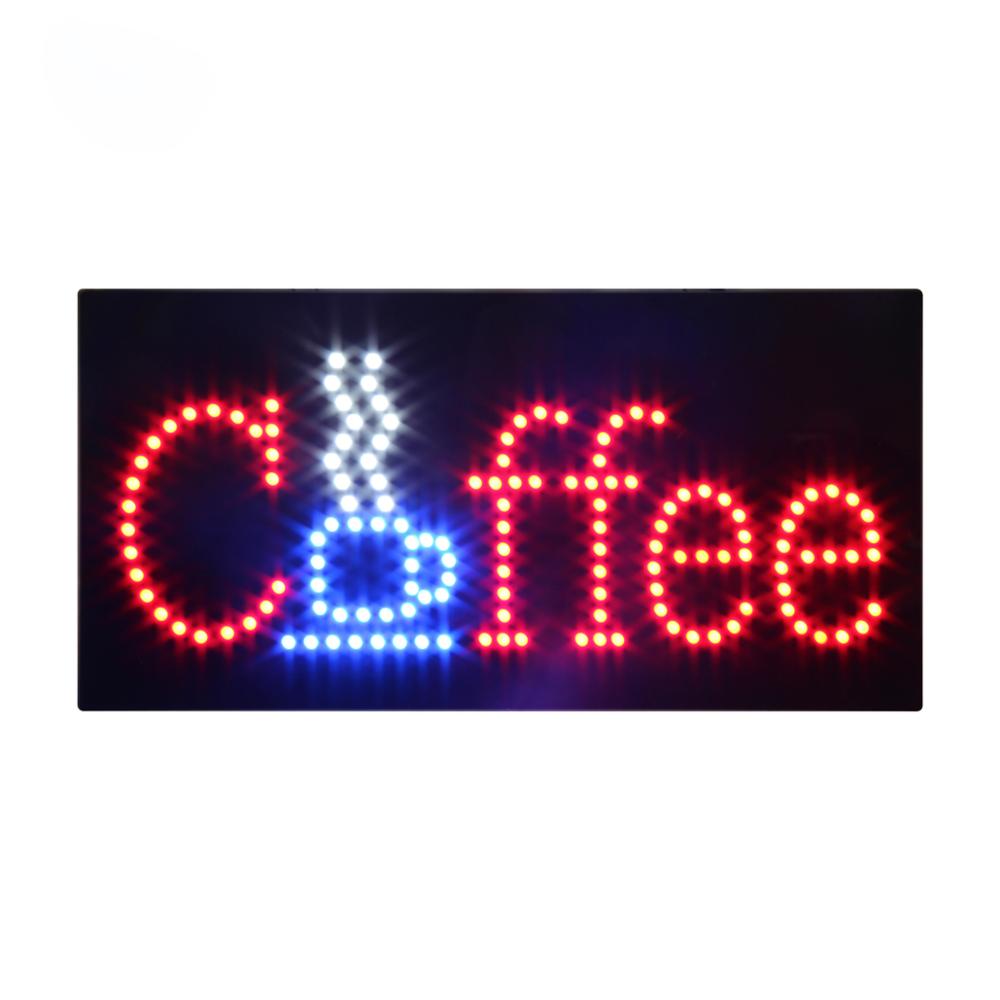 Hidly 12*24'' Rectangle Shape Coffee LED Open Sign Indoor Animated Advertising Acrylic LED Window Sign for Coffee Shop