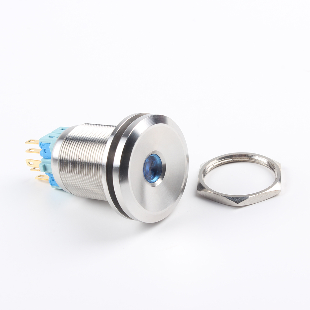 30mm Flat round Stainless steel metal  indicator button switch 6 pin car switches reset led color 12V