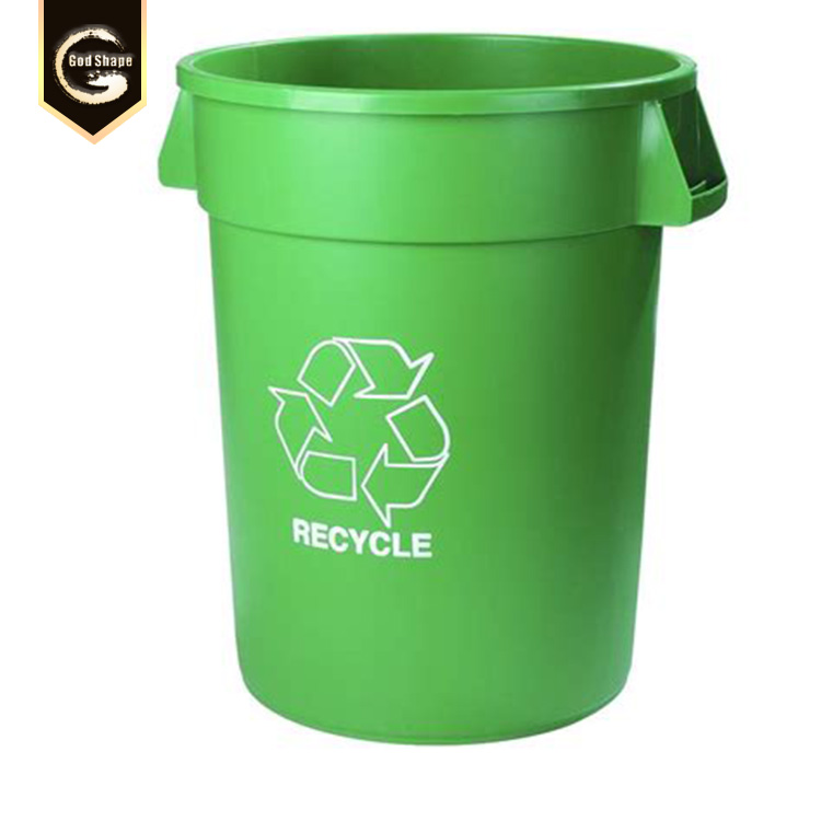 Three dustbin  green top household sorted rubbish bin plastic in waste bin recycle bin