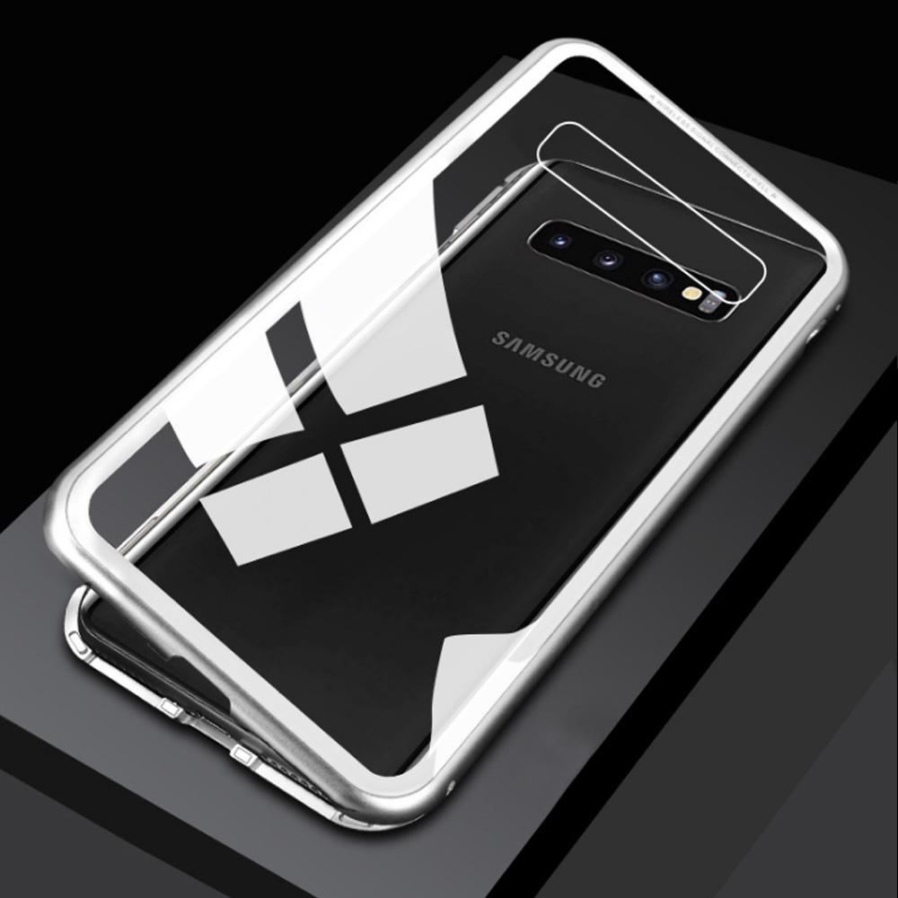 In stock Magnetic full Metal Tempered Glass cover For Samsung S10Plus S10 S10lite flip cell phone case