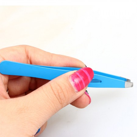 Professional Stainless Steel Hair Eyebrow Tweezers Makeup Tool Durable Blue