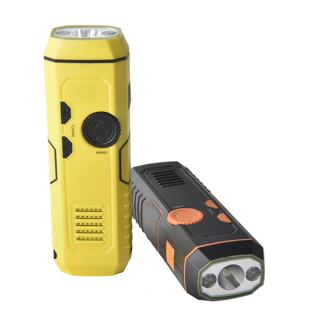 Dynamo rechargeable radio with flashlight for emergency