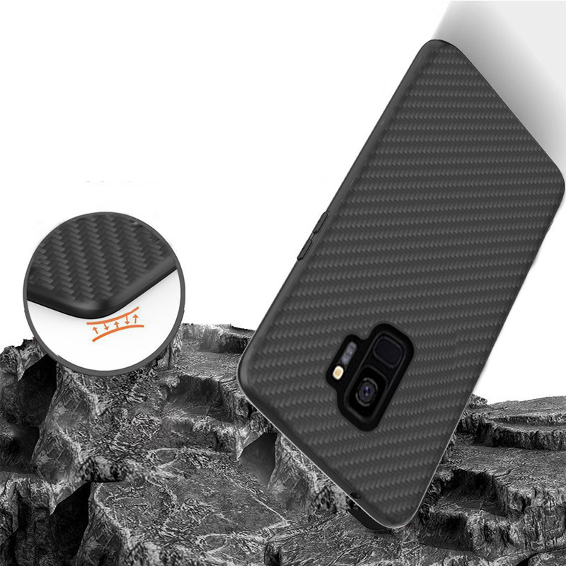 Matte Finish Carbon Fiber Textured Light Thin Shock Absorbing Bumper Skin hard case For Samsung galaxy S9