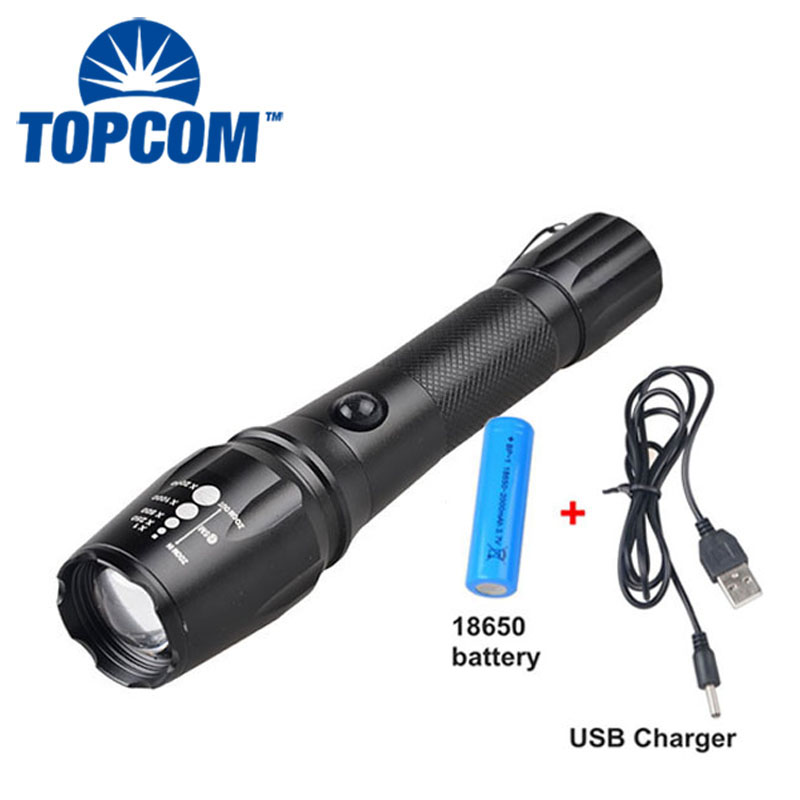 High Power XM-L T6 LED USB Rechargeable Handheld Tactical Flashlight