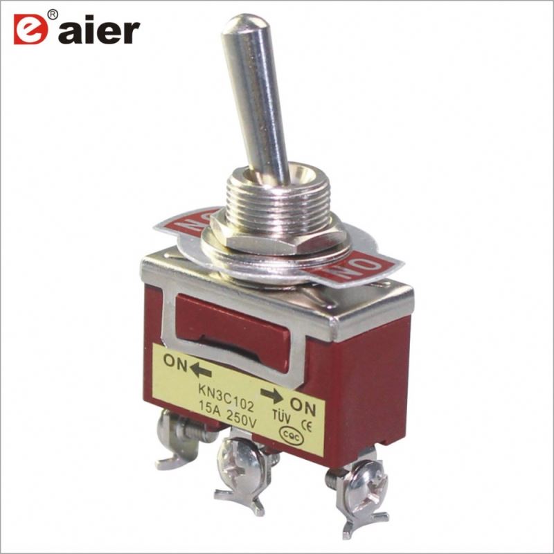 KN3 12MM 3 Screw Terminal Single Pole Latching Toggle Switch 15A