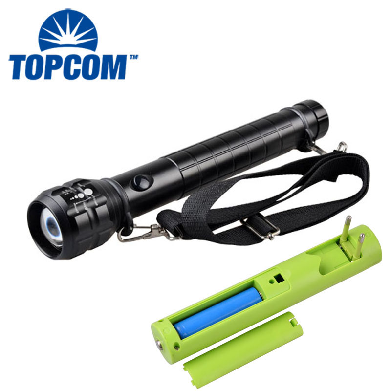 TOPCOM Matte Black 3-Cell D Explosion-Proof Flashlight Self-Defense High Power LED Flashlight Without Compass