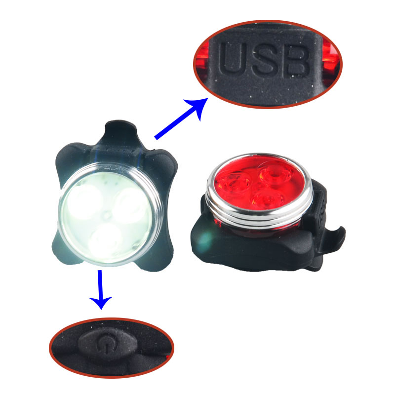 USB Rechargeable Bike Flashing Modes Mini Rear/Tail Bicycle Light Bike Headlight