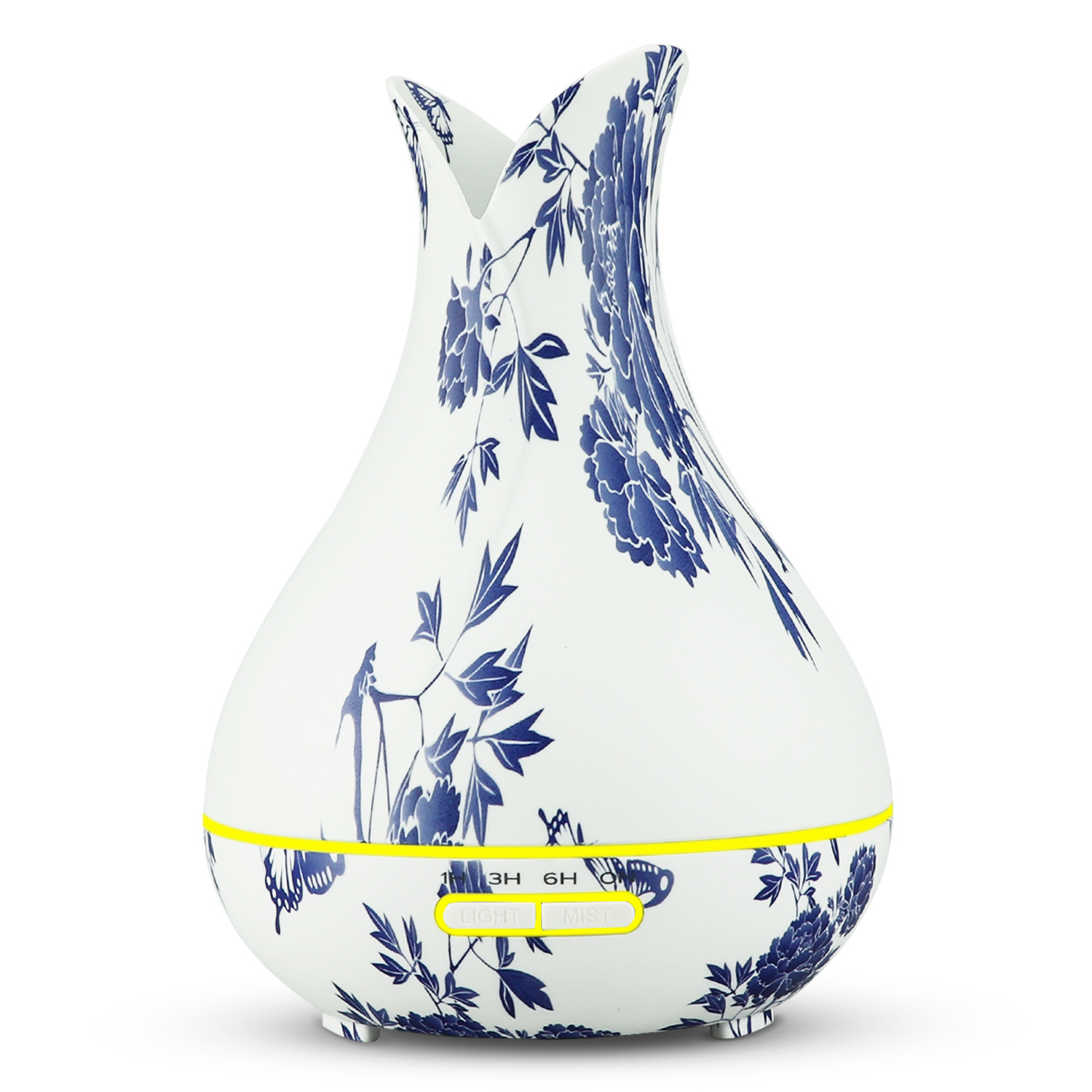 Antique Chinese Blue and White Porcelain Flower Diffuser,  Essential Oils 400ml Diffuse with 7 color Led Change