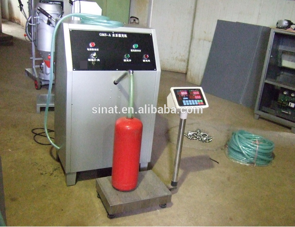 Wet chemical& foam fire extinguisher filling machine with air pressurising capability