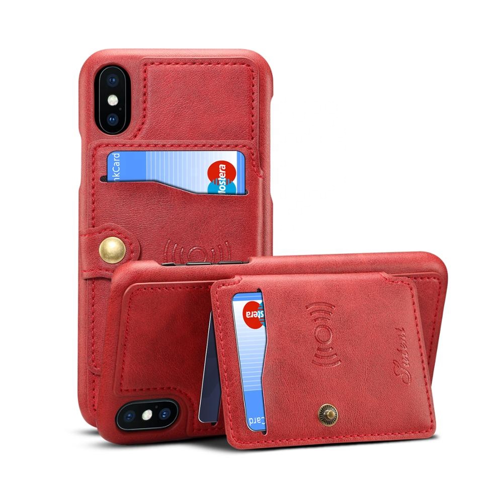 For iPhone X Wallet Case ,  Car Magnetic Leather Phone Case with Card Slots for iPhone Xs  8 Plus 7