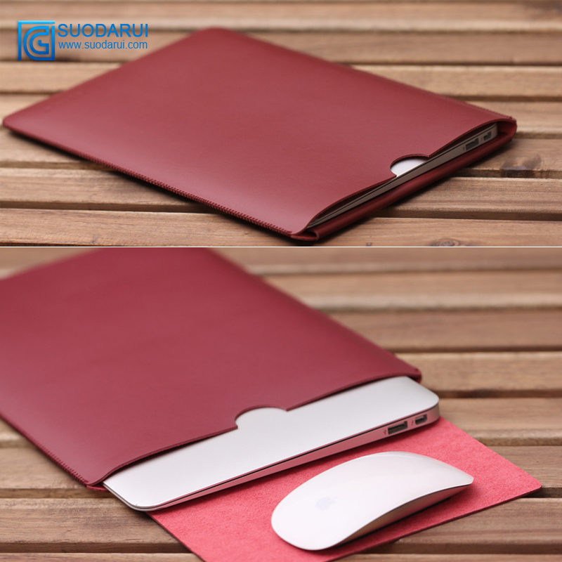 Super fiber Leather Tank bag Pouch for macbook Air laptop bag