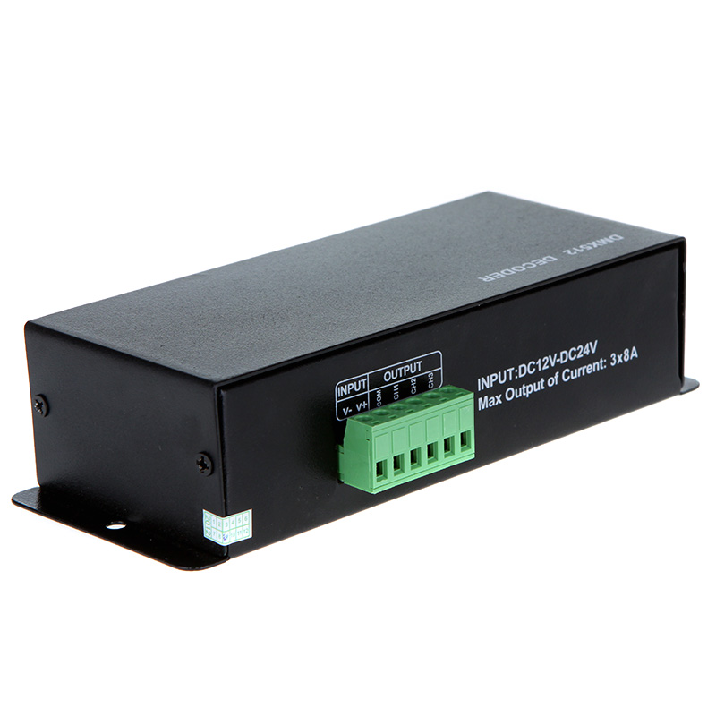DC12V-24V DMX-512 digital control signal DMX Decoder LED Controller Receives standard 3Channel RGB Controler for LED Strip Light
