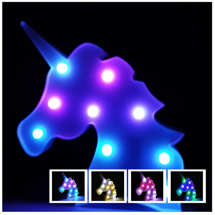 Goldmore 3W Cordless  Battery Operated Colorful 10 LED Unicorn Night Light for kids/bedroom