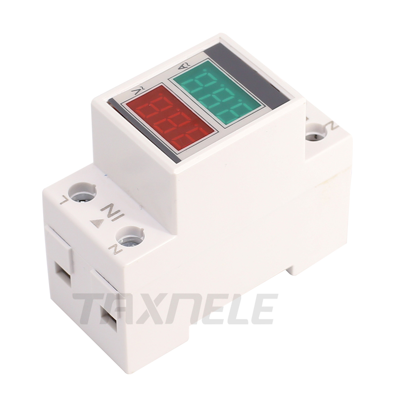 D37-2042 DIN Rail Digital Meter AC 80-300V 0-100A Ammeter Voltmeter Red Green LED Voltage Current Meter Multimeter