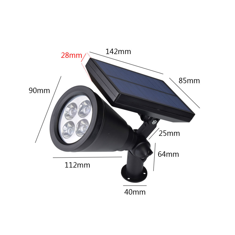 Solar light Waterproof IP65 Outdoor Solar Powered Spotlight 4 LED Solar Lamp Spike Light for Garden Landscape