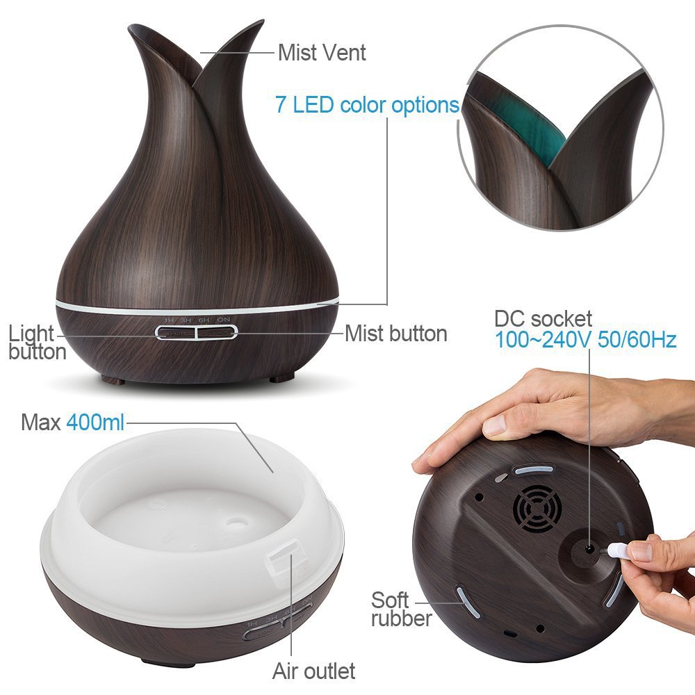 Essential Oil Aroma DIffuser/ Wooden grain 400ml Auto-off diffuser