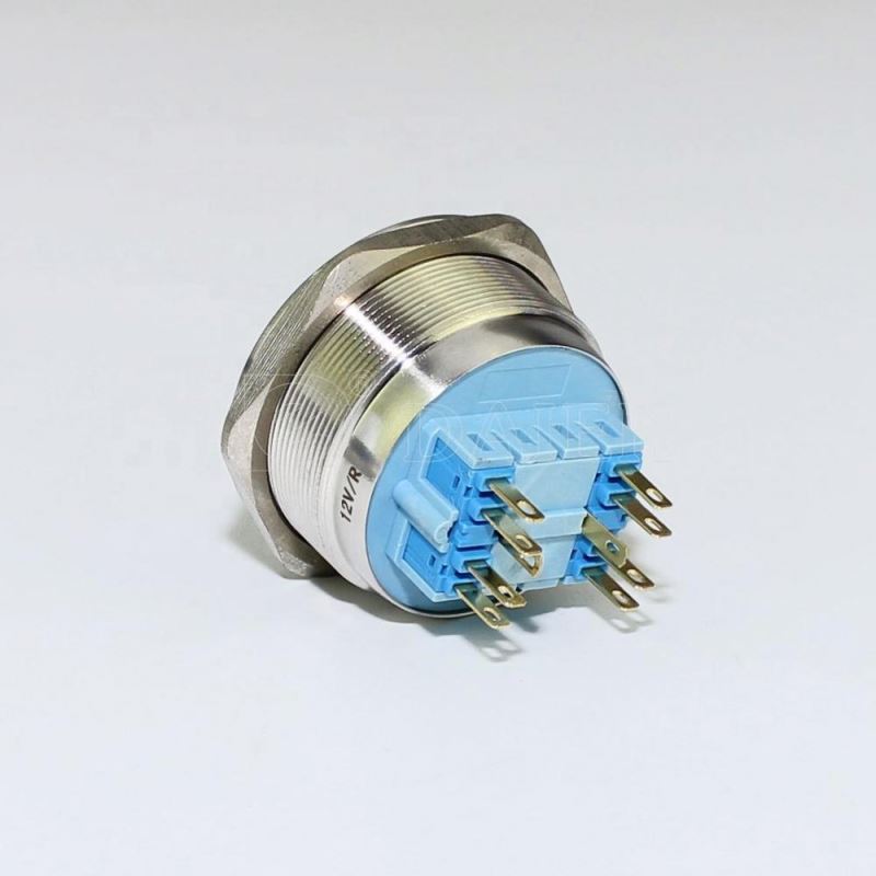 40MM DPDT Momentary Flat Button Ring Illuminated Waterproof Metal Big Push Button
