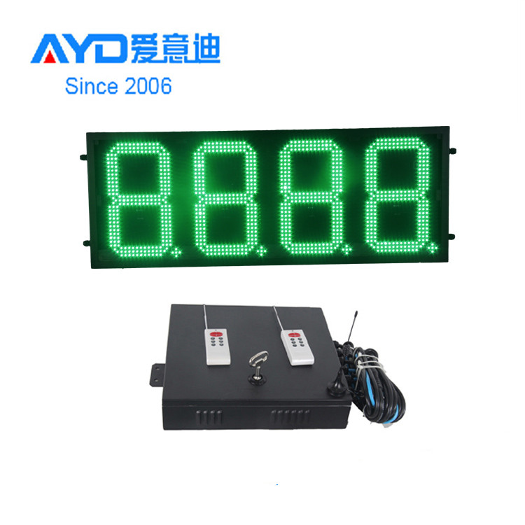 12 Inch Wholesale LED Gas Price Signs 7 Segment IP65 Outdoor Use Green LED Gas Price Adjustable by Remote
