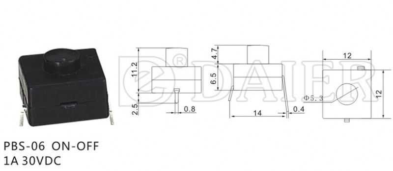 2 Pin Latching Function Push Button Switch For Toys