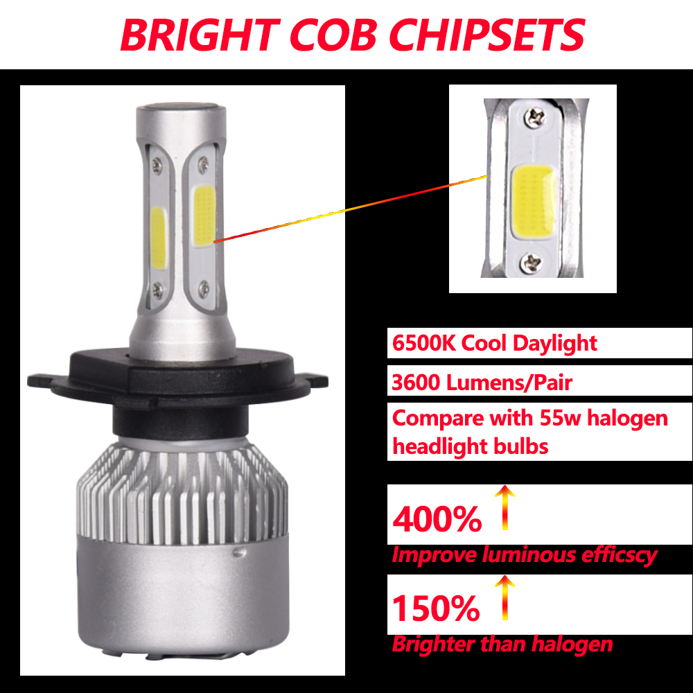 Led headlight conversion kit h4 Cob Led Headlight Bulb h4 For Car