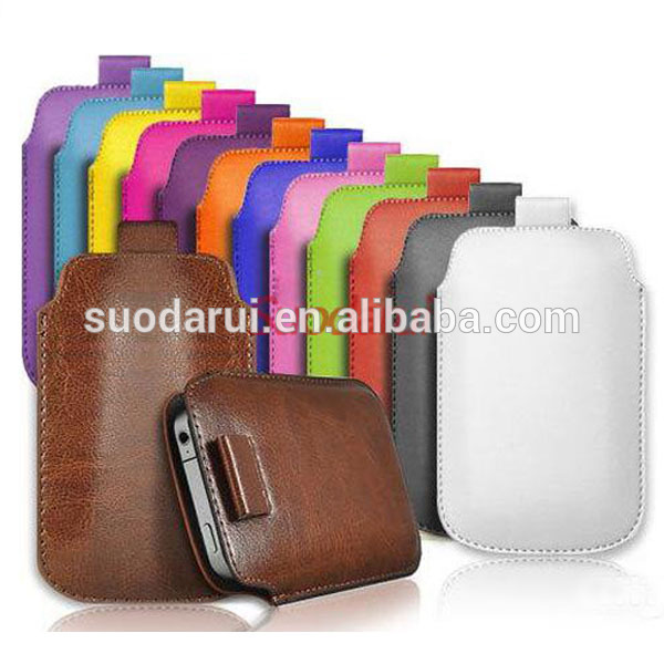 Pull Out Tab Pouch Leather Case for Size 4.7'' 5.5'' 6.1'' 6.5''