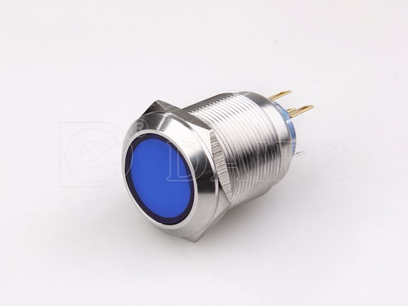22mm Illuminated Flat Shape Plastic Button Metal Push Button Switch