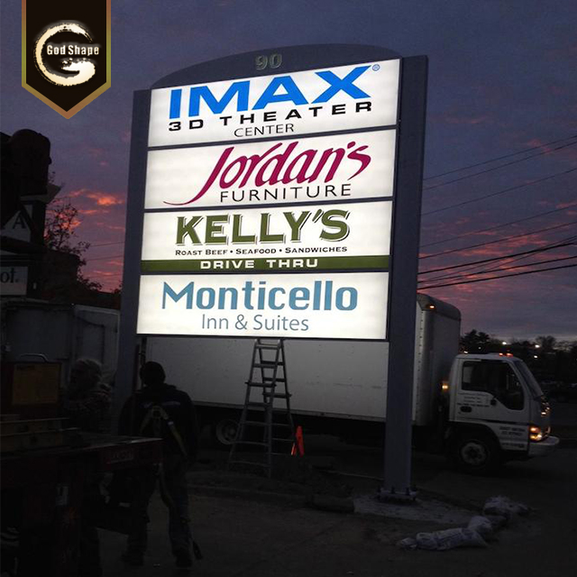 Custom steel structure sign free standing pylon sign gas station led signboard