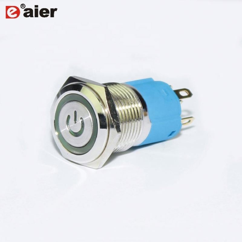 16mm Power Ring LED SPST Pushbutton Switch With Waterproof Cover