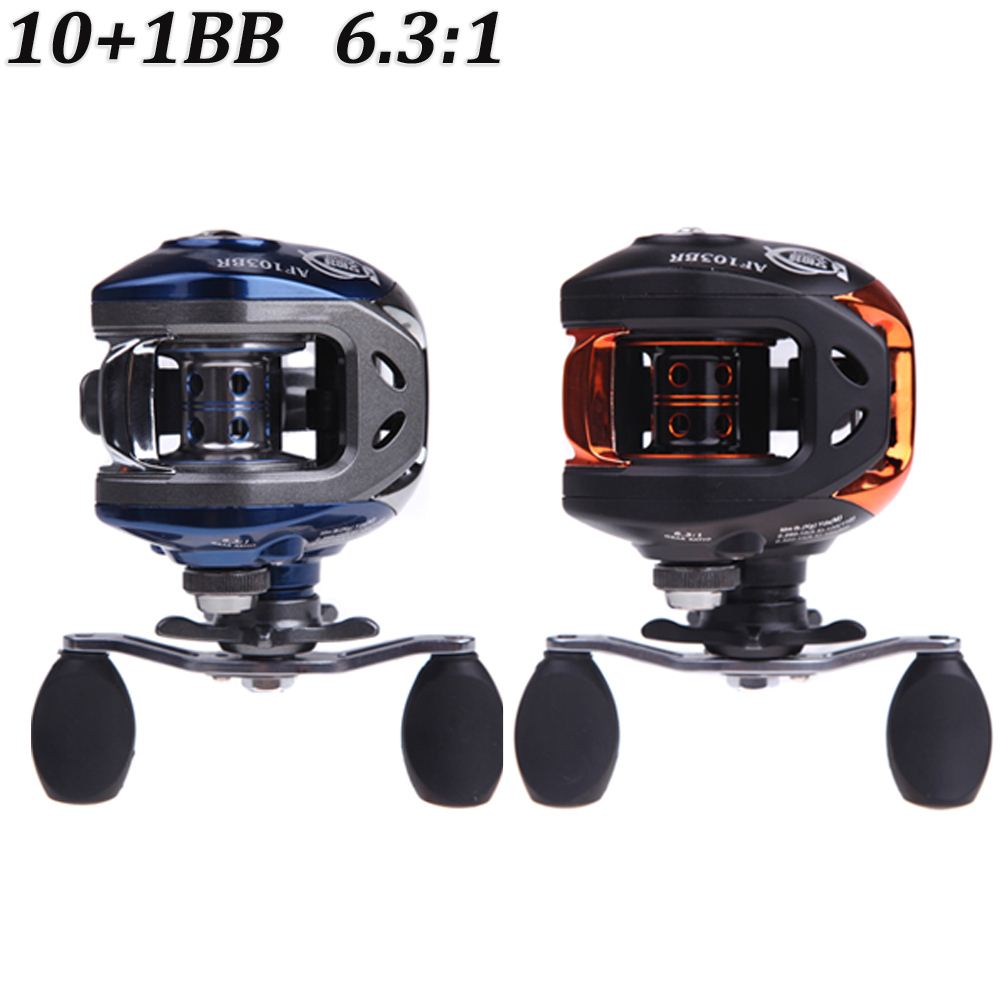 NEW 10+1BB Ball Bearings Right Hand Baitcasting Fishing Reel 6.3:1 Carp Fishing Gear 203g AF103 Blue/Black