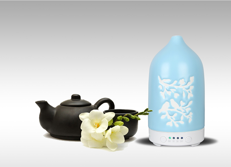 Carving Design Ceramic Essential Oil Diffuser, 100ml Carving Design Cool Mist Humidifier for Office Bedroom Hotel Resort Wedding