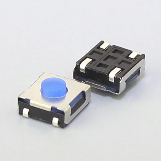 6.5X6.2MM Blue Rubber Button SMT Terminal KFC-A06J-H Silent Tact Switch
