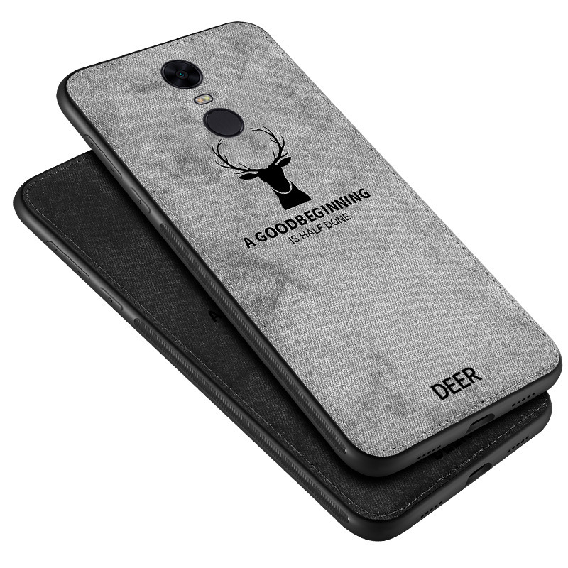 Protective Case Anti Slippery canvas and  Flexible Durable Shockproof elk deer PC Skin Case for Redmi Note 4X
