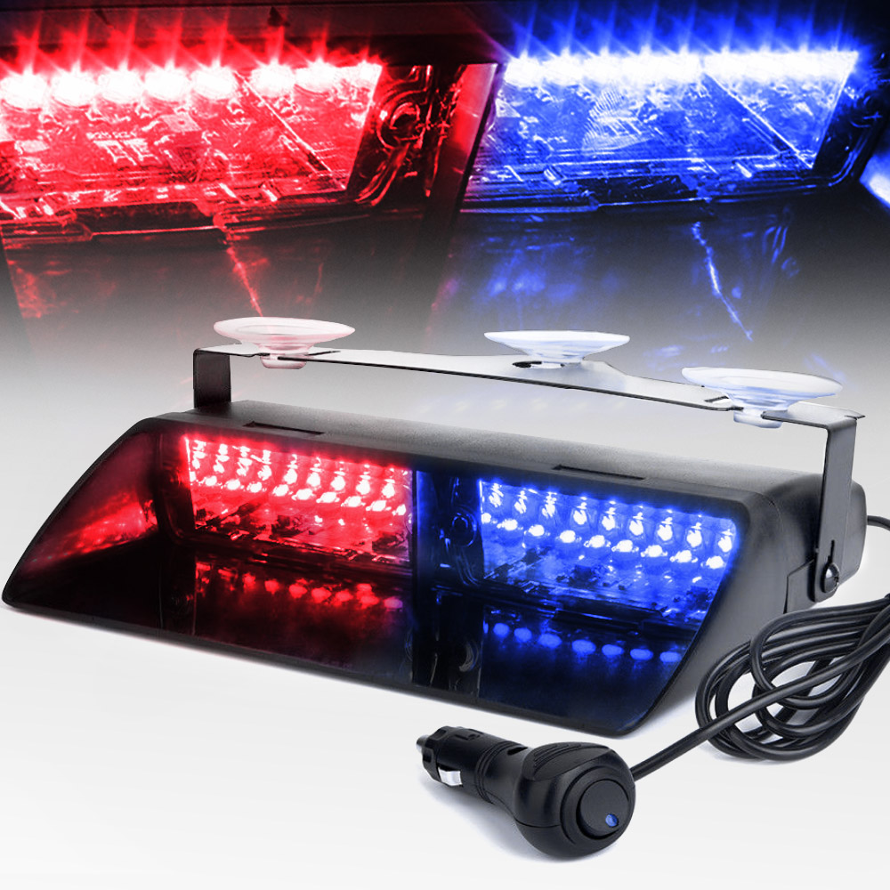 New Car 16 LED Dash Strobe Flash Light Emergency Police Warning Lamps Amber+White red+blue