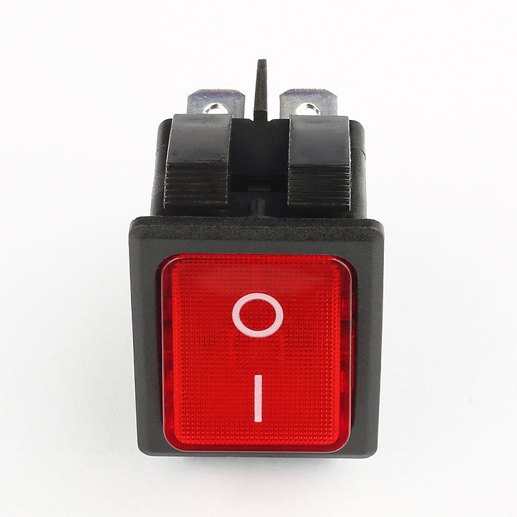 KCD2 DPST 4 pins red illuminated momentary waterproof rocker switch