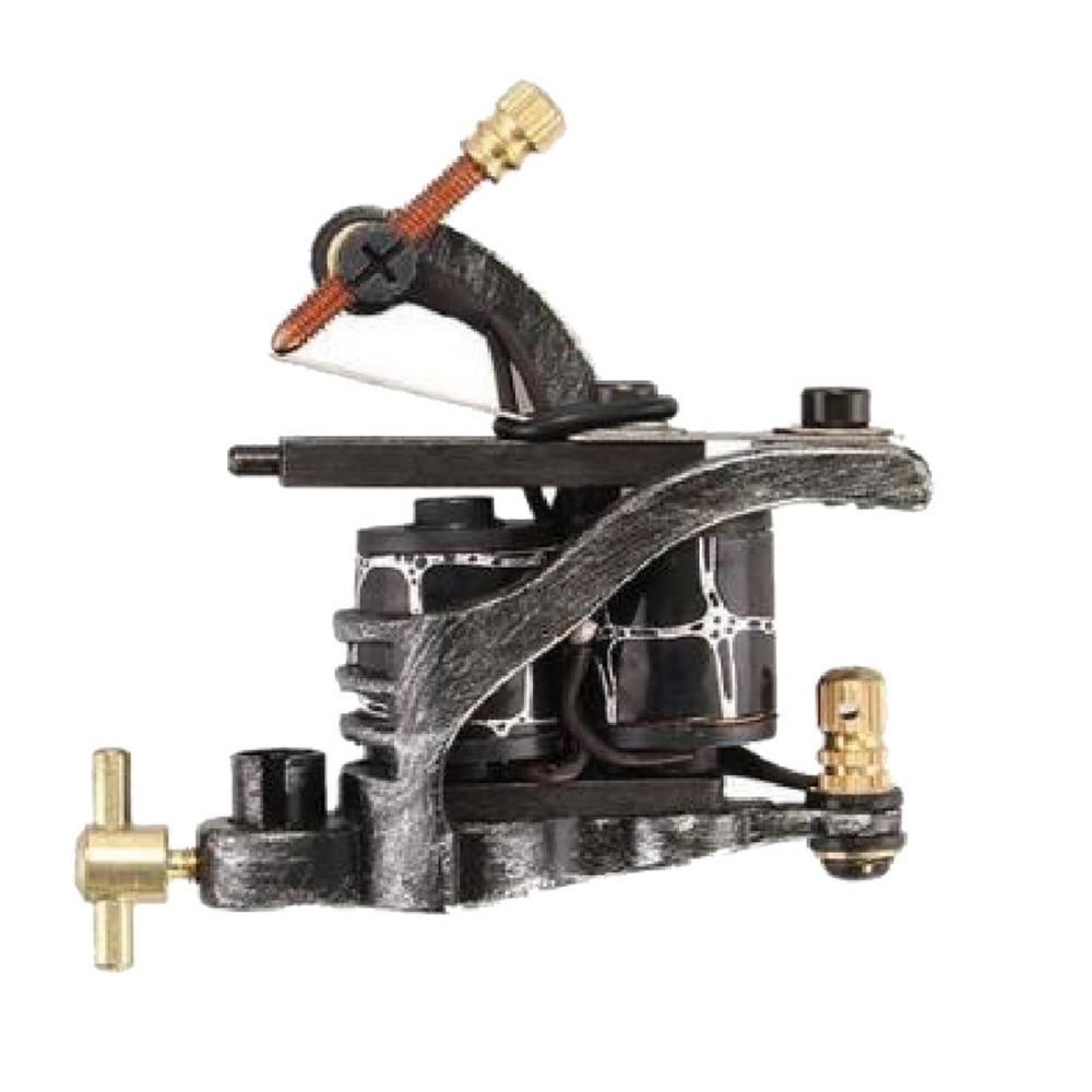 Alloy Tattoo Machine Gun Shader Liner 10 Wrap Coils Body Art Dull Polish Style