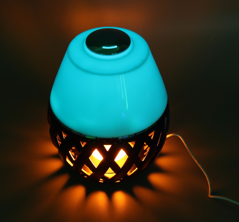 Home Table USB Essential Oil Humidifier Aroma for RGB colorful light and Atmosphere Flame Light Warm White