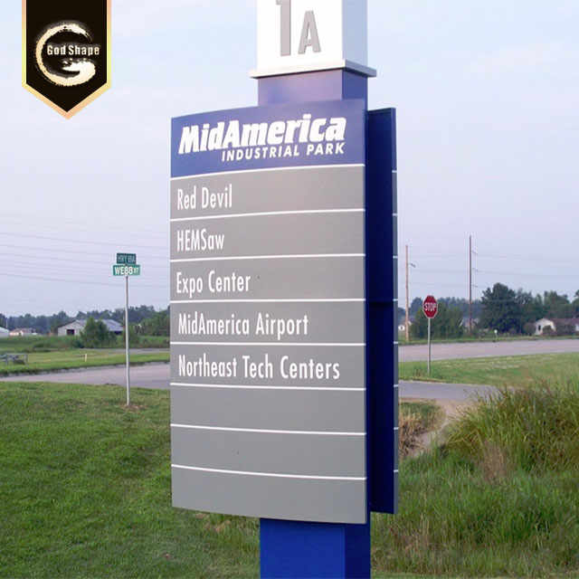 Pylon sign manufacturer led light signboard project free standing illuminated sign