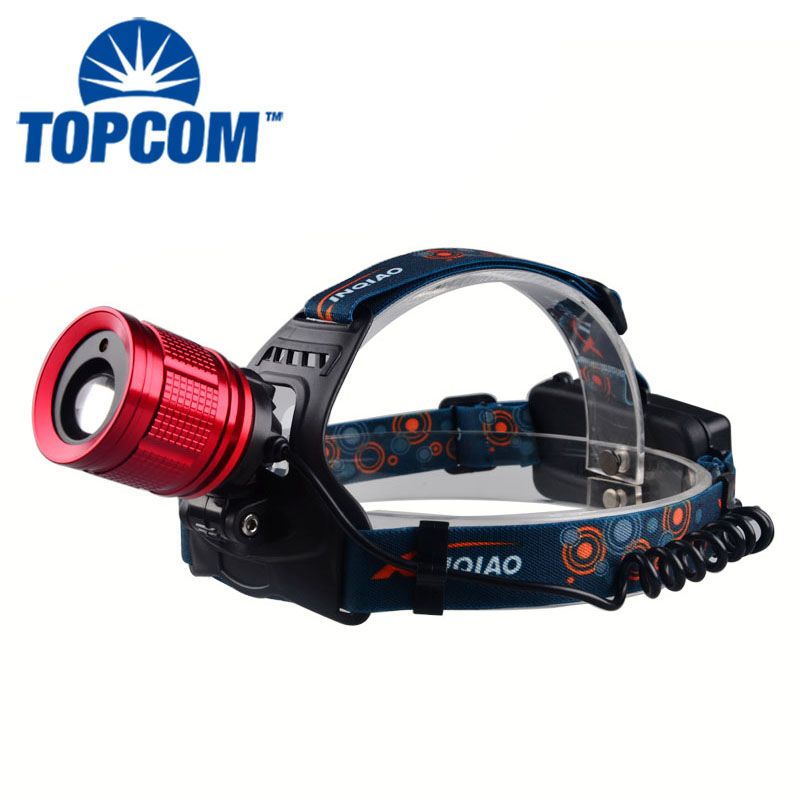 Rechargeable 4 Mode Q5 LED Zoomable White and Red Laser LED Headlamp