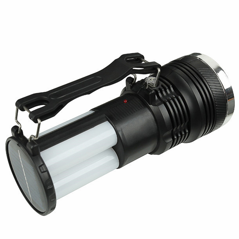 3 Modes Outdoor Emergency LED Solar Camping Lamp Rechargeable Handheld Searchlight Portable Spotlight Flashlight With Side lamp