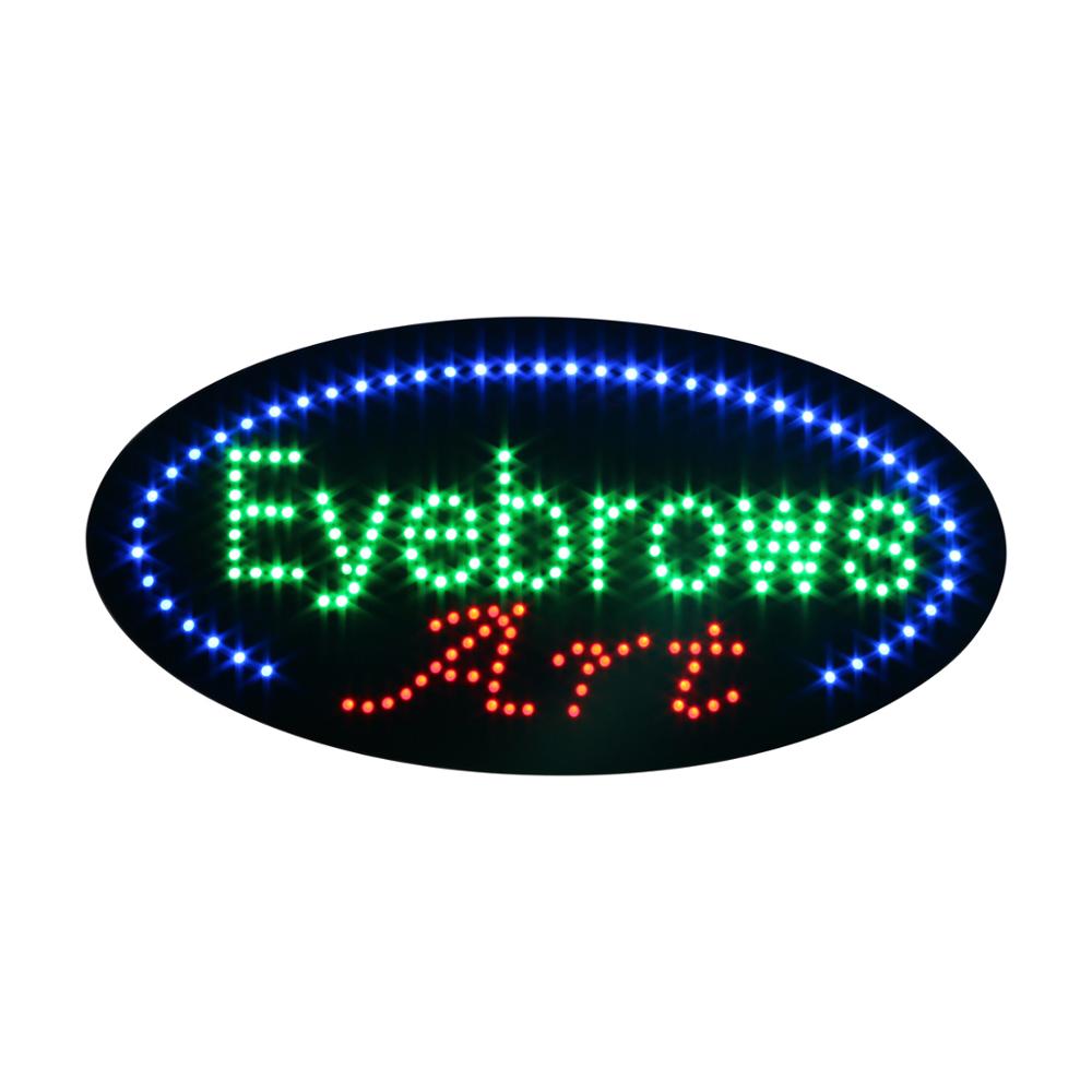 9*19'' Eyebrows Art LED Open Sign, Super Bright Eye Catching Advertising Display Board for Eyebrows Threading, Tattoo Shop