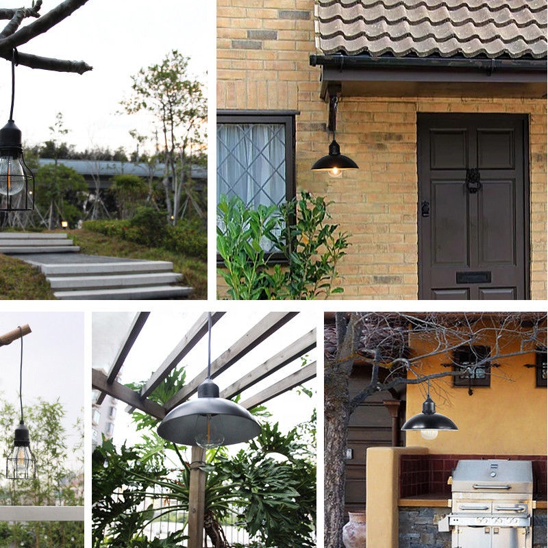 Solar Powered Smart Hanging Tungsten led bulb Pendant Light with Stainless Steel Arc Lampshade