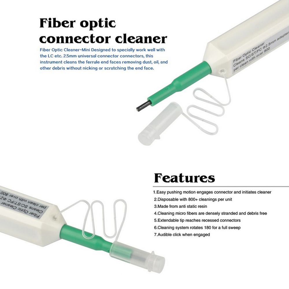 One-Click Fiber Optic Cleaner SC Cleaning Tool for 2.5mm SC/ST/FC Ferrules Push Type