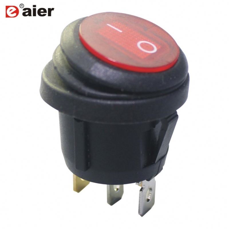 KCD1-5-101NW Waterproof ON OFF 3 Pins Rocker Switch With 12V LED