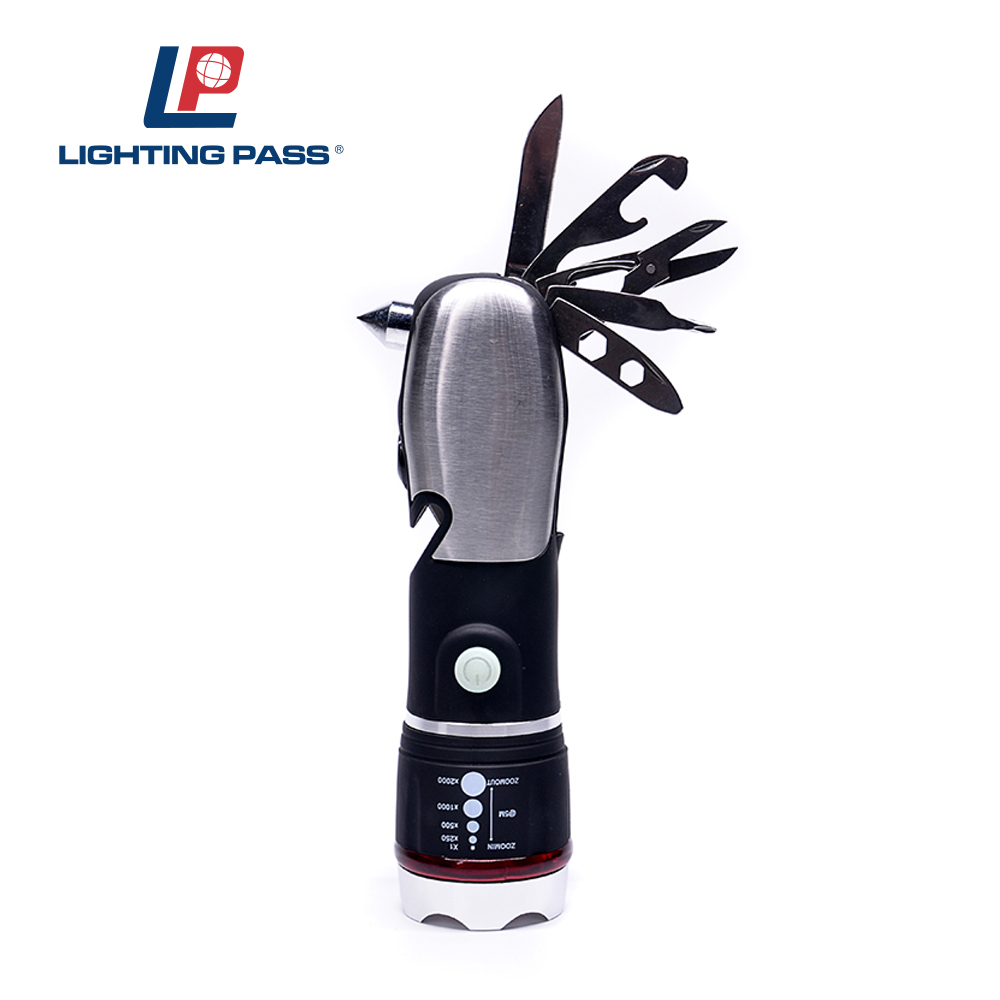 stainless steel Fishing multifunction torch light led flashlight