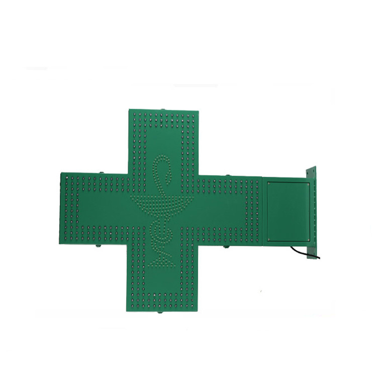 Wholesale Outdoor Use Single Side 80*80cm Green Pharmacy Cross LED Advertising Display, Brightness Adjustable