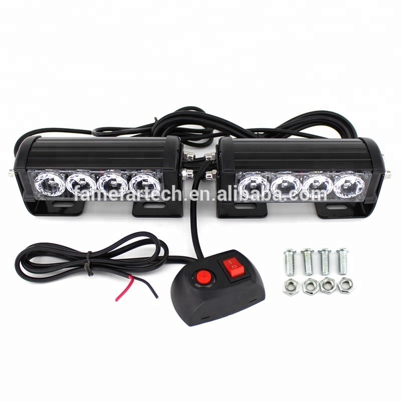 2 X 4 LED 9 Modes Car Truck Vehicle Emergency Hazard Warning Strobe Flash Lights For Interior Roof / Dash / Windshield / Grille